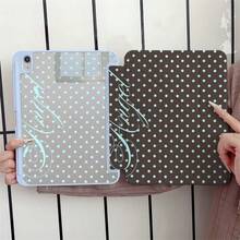 深棕色薄荷波點印花保護翻蓋平板電腦保護殼，附筆槽，相容 iPad 第 10 代 Smart Case/11(A16 2025)/相容 Galaxy S9/S7/S10+/相容 /相容 - 彩色 - 查看 4