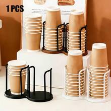 1 pieza Dispensador de vasos de plástico multicapa, organizador de almacenamiento de vasos de papel ligero con almacenamiento de llaves, estante portavasos para cocina del hogar, escritorio, oficina, cafetería, baño, spa - Multicolor - Ver 3