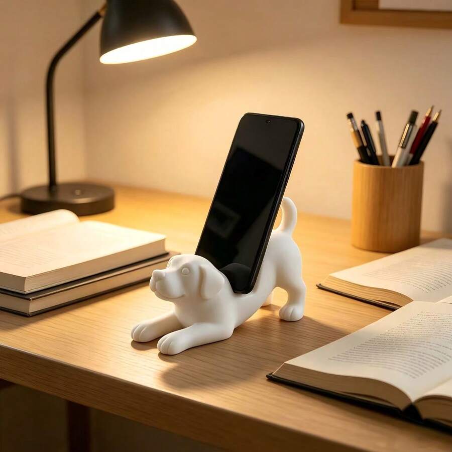 1pc Dog Slouchy Phone Holder Desktop Home Decor Creative Office Ornament - A - View 1