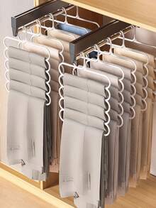 3pcs 5-Tier Pants Hanger Plastic Space Saving Wardrobe Organizer Multi-Layer Clothes Rack For Trousers Jeans Scarves Ties Non-Slip Sturdy Closet Storage Rack Home Dorm Apartment Organization Hanging Hanger - Multicolor - View 6
