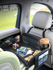 1pc Kids Car Seat Travel Tray, Multi-Pocket Design, Lightweight, Wall-Mounted, Sturdy Structure, Suitable For Airplane, Car, Travel, Home Use, Baby Gift - Multicolor - View 4