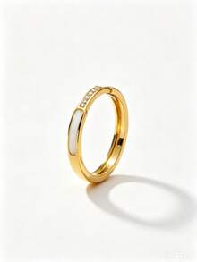 1pc Elegant Stainless Steel Women's Ring With Inlaid Decoration, Suitable For Casual, Date, Multi-Scenario Wear Or As A Holiday Gift For Friends - Gold - View 12