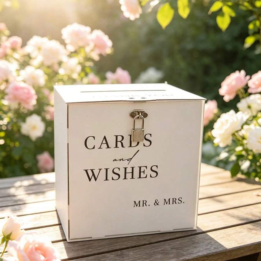 婚禮卡片收納盒 婚禮接待禮金卡盒 組裝式附鎖 婚禮信封卡片收納盒 - 1PC - 查看 1