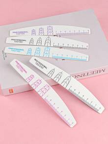 5/10pcs Thin Crescent-Shaped Wooden Nail Files, Double-Sided 100/180 Grit With Ruler And Nail Shape Guide, Professional Washable Nail Buffing Strips For Acrylic And Natural Nails - Light Grey - View 1