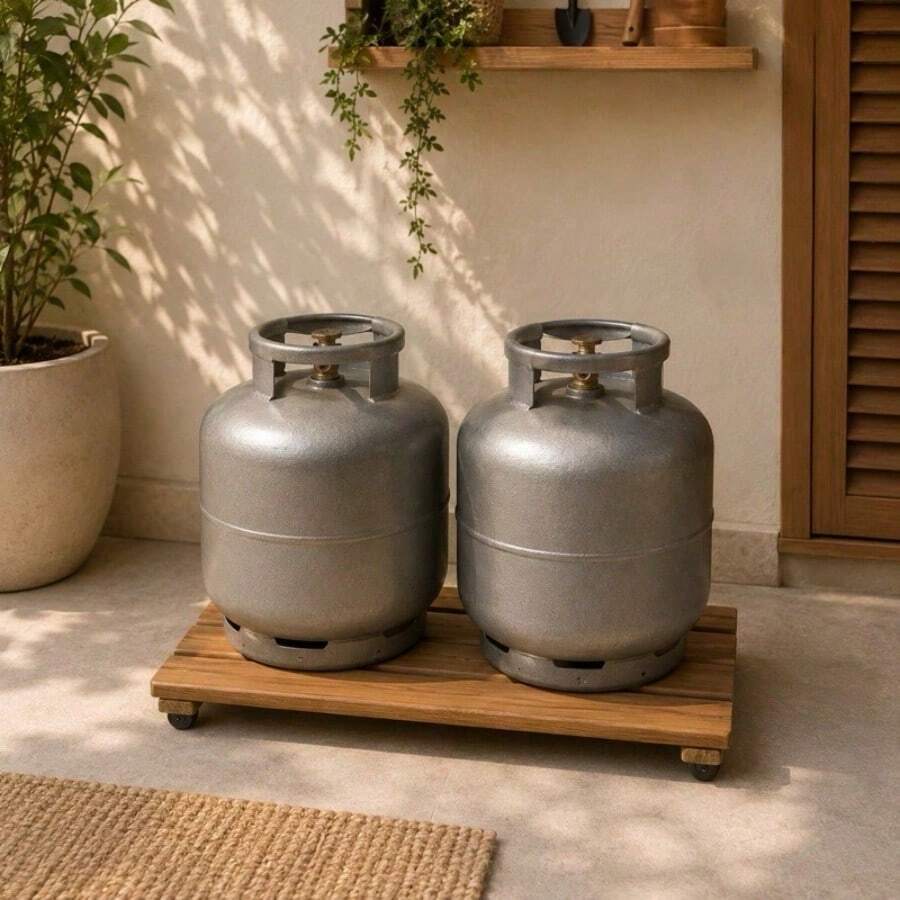 SUPORTE GRANDE PARA VASOS COM RODÍZIOS – 70 x 40 CM ou para botijão, Deck Madeira autoclave Anti Cupim, pode ficar 100% externo - TAMANHO GRANDE - Visão 1