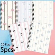 5pcs A5 Bow Theme Spiral Bound Notebooks, Suitable For Daily Office Use, With Easy-Tear Bow Cover, Applicable For Any Holiday, Women's Stationery, Back To School, School Supplies - 5PCS - View 1