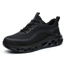 Lightweight Steel Toe Safety Shoes, Kevlar Puncture Proof Work Sneakers Non Slip Cushioned Breathable Industrial Footwear - Black - View 9
