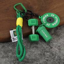 Fitness Themed Barbell Dumbbell Keychain Set, Handmade Woven Keychain With Barbell, Dumbbell, Water Bottle, Keyring, Unisex Couples Fitness Couples Gift, Best Choice For Various Holidays - Multicolor - View 14