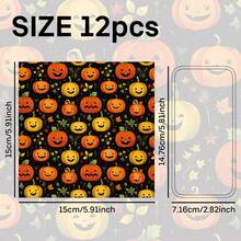 12 Sheets Halloween Themed Scrapbook Paper - Vintage Spooky Skull, Pumpkin, Ghost, Witch, Cat, Bat Patterns Handmade Paper, Suitable For Scrapbooking, Junk Journal, Card Making And DIY Projects, Halloween Decoration - Multicolor - View 2