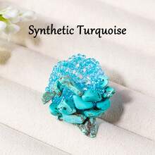 1PC Synthetic Chip Flower Stretch Ring, Handmade Beaded Floral Cluster Elastic Ring, Boho Stackable Cocktail Jewelry Gift - Stackable Crushed Stone Ring - View 15
