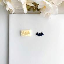 萬聖節迷你軟黏土模具，趣味迷你幽靈造型聚合物黏土切模，萬聖節珠寶與耳環製作工具 - 黃色 - 查看 10