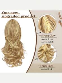 10 Inch Long Curly Ponytail Hair Extensions Clip-In Hair Pieces, For Women, Light Gray Brown And Bleached Blonde - White Highlight - View 4