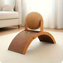 Wooden Arch Bridge Cat Scratching Board, Stable Non-Slip Base, Curved Cat Scratch Pad, Interactive Indoor Cat Toy, Suitable For Kittens And Adult Cats, Sisal Ball Scratching Board, Pet Claw Care Furniture - one-size - View 5