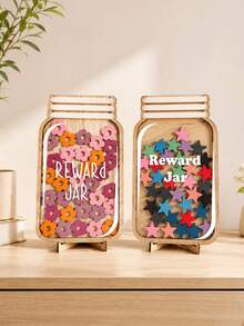 36pcs Wooden Star & Flower Hollow Reward Jar, Positive Behavior Incentive Chart, Decorative Reward System, Suitable As Easter Gift, Easter Decoration, Back To School Supplies, Home Decor, Party Decoration, Wedding Decoration, Holiday Decoration - Decorations - View 9