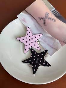 4pcs Star & Polka Dot Hair Clips, No-Crease Bangs Clips, Side Hair Clips, Sweet Hair Accessories - Multicolor - View 5