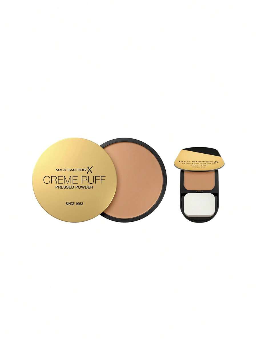 Max Factor [Bundle] Crème Puff Powder Compact 41 Medium Beige 14 G + Facefinity Compact Foundation 006 Golden 10 G - 41 Medium Beige+006 Golden - View 1