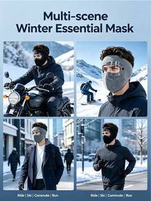 1pc Winter Warm Fleece Full Face Mask With Detachable Transparent Windproof Goggles, Cold-Proof Unisex Outdoor Skiing, Motorcycle Riding, Snowboarding Windproof Full Coverage Face Mask - Thermal Face Mask - View 6