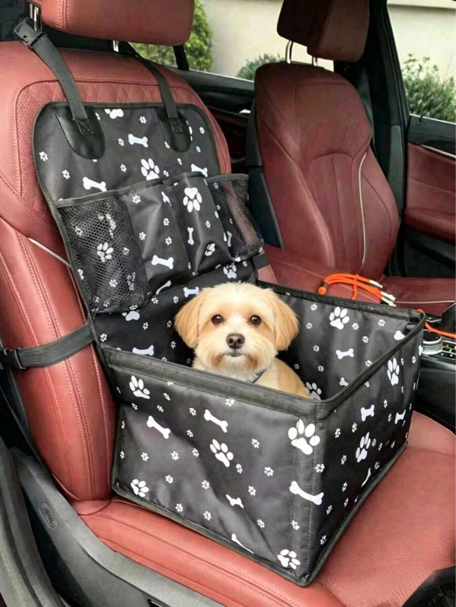 1 件 600D 牛津布汽车乘客座椅宠物篮，防刮，耐用，带储物袋，宠物友好