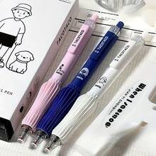 4支/組創意軟握感中性筆，極具吸引力的極簡辦公簽名可伸縮筆 0.5mm 黑色通用考試筆，考試準備、簽名筆，舒適握感，極簡設計，出墨順暢 - 減負筆 - 查看 5