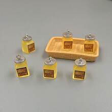 5/10pcs Cartoon Cute Resin Simulated Honey Jam Bottle Pendant, Yellow Honey Jam Square Bottle Design, Suitable For DIY Jewelry Making, Perfect For Party Accessories, Earrings, Necklaces, Bag Charms - Yellow Honey Jar Pendant - View 9