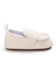 Sepatu Bayi Putih untuk Pra-Berjalan, Lapisan Dalam yang Bernapas dan Menutupi Seluruh Bagian, Sol Lembut Anti Selip, Sepatu Belajar Berjalan untuk Bayi Baru Lahir di Dalam Ruangan dengan Penurun Tumit Anti Selip - Putih - View 5