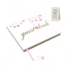 Elegant Hardcover Guest Book For Weddings Baby Showers And Special Events White Lined Keepsake Album With 150 Pages - White - View 8