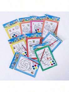 Mini Kids DIY Watercolor Painting Set Cartoon Coloring Card Craft Kit With Paint & Brush Educational Art Toy For Toddler Boys Girls - Multicolor - View 4
