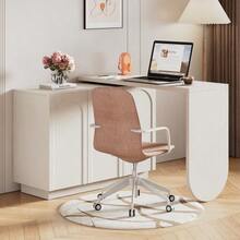 Desk, L-Shaped Rotating Corner Computer Desk, Office Desk, Vanity, White 110 Cm - 白色 - 查看 4
