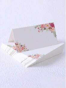 20/5pcs/Set Table Decor Name Cards, Foldable Floral Pattern Place Cards, Suitable For Weddings, Dinners, Parties, Buffets, Holiday Banquets, Ideal For Buffets, Weddings, Birthdays And Other Events, Floral Design - View 2