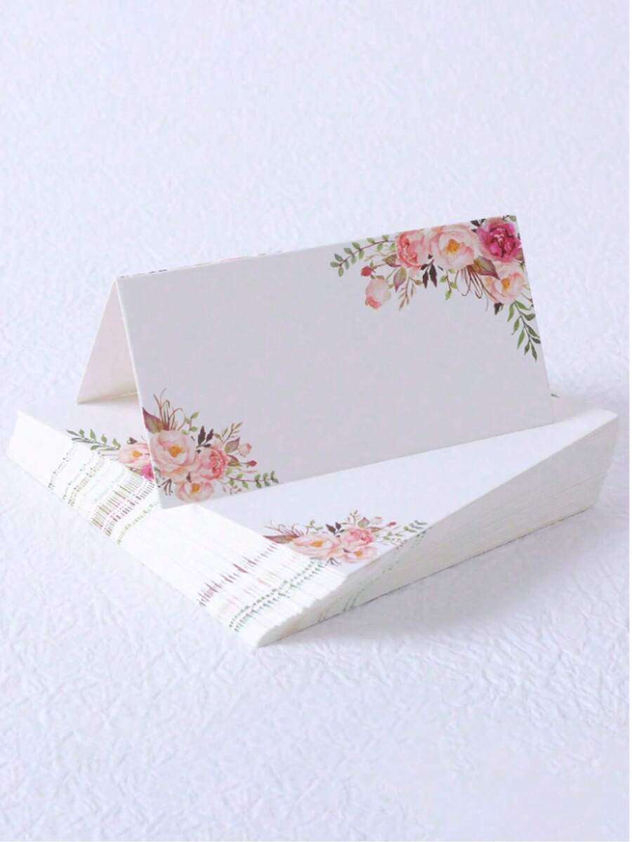 20/5pcs/Set Table Decor Name Cards, Foldable Floral Pattern Place Cards, Suitable For Weddings, Dinners, Parties, Buffets, Holiday Banquets, Ideal For Buffets, Weddings, Birthdays And Other Events, Floral Design