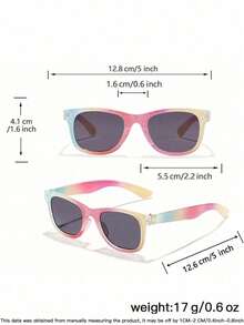 2 pièces/Set Lunettes de mode carrées pour enfants de 6 à 9 ans, montures imprimées de dessins animés multicolores, matériau PC, légères et décontractées, convenant aux activités de plein air, avec étui à lunettes - Multicolore - Voir 10