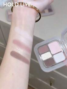 HOLD LIVE Cloud Veil 5-Color Eyeshadow Palette Blue H04 Cool Atmosphere Low Saturation Grey Pink - H04 Merah Muda Pudar - View 3