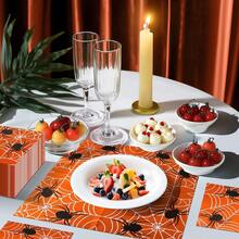 24pcs Halloween Spider Web Theme Party Cocktail Disposable Paper Napkins, Vibrant Medium Size Decorative Dinner Napkins, Holiday Birthday Party Decoration - Multiple Styles - View 2