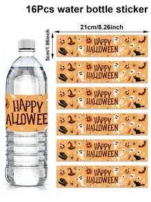 16 buah Stiker Botol Minum Halloween, Motif Hantu Kelelawar, Cocok untuk Dekorasi Halloween, Dekorasi Trick or Treat untuk Halloween, Dekorasi Rumah, Dekorasi Meja Dapur, Hadiah Halloween, Dekorasi Musim Gugur - Halloween - View 26