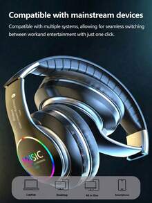 AKKHOO Wireless Gaming Headset | Bluetooth 5.0 Low Latency Stereo | 10H Battery Life + Deep Bass | RGB Lighting Effects, Foldable | For Gaming/Streaming - Burgundy - View 3