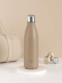 Meoky 17oz/500ml Frosted Stainless Steel Sports Flask – Cola-Shaped Insulated Water Bottle, Double-Wall Leak-Proof Metal Bottle, Keeps Drinks Cold & Hot, Reusable Water Bottle For School, Gym, Travel & Sports - Brown - View 2
