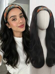 24-Inch Women's Large Wavy Curly Half-Head Wig With Colorful Woven Headband, Detachable, Suitable For Everyday Wear, Instantly Adds Hair Volume And Covers The Hairline, Suitable For Hair Augmentation. - Multicolor - View 12
