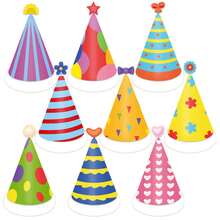 9pcs New Birthday Party Decorative Hat Color Birthday Theme Party Paper Hat Decorative Photo Props Party Small Gifts Birthday Gifts. - Party Hat - View 6