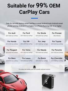 XUDA 新版 CarPlay AI Box Mini Superbox 有線轉無線，無線 CarPlay 與 Android 2合1功能，支援 2.4-5.0 GHz WiFi 5，適用於 99% 配備有線 CarPlay 與 Android 功能的車款 - A - 查看 11