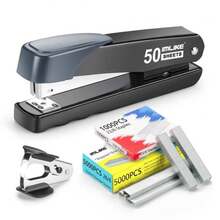 Heavy Duty Stapler, 50 Sheet Full Strip Stapler, Anti-Jam Non-Slip With 5000pcs 26/6 Staples And 1000pcs 23/8 Staples, Staple Remover, For Home, Office, And Classroom, Black - Black - View 1