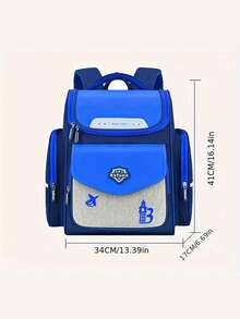 1pc Unisex Kids Backpack, Zipper Closure, Minimalist Ergonomic Spine Support, Weight Reduction, Large Capacity, Daily Use - B-space Bag - View 4