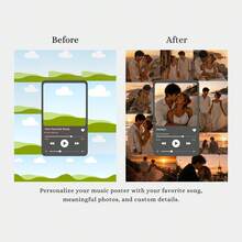 1件個性化音樂海報模板客製化海報，照片拼貼客製化牆面藝術，客製化歌曲牆面藝術，情侶週年紀念禮物，浪漫照片拼貼可客製化物品，送給朋友的禮物，房間裝飾，可選相框 - 彩色 - 查看 3
