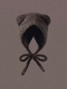 1pc Cute Plush Bear Ear Knit Beanie Hat, Warm Ear Protection Aviator Hat, Fashionable Plush Ear Protection Knit Hat (Women's),Beach,Travel - Multicolor - View 14