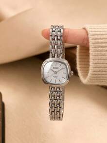 SOKI Women's Watch, Small Vintage Luxury Quartz Bracelet Watch, Fashionable Minimalist Elegant, Electronic Driven And Pointer Display, Suitable For Daily Wear, Back To School, Time Checking, Birthday Gift, Also An Ideal Choice For Friends - Silver - View 4