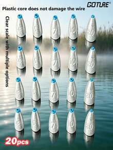 GOTURE 20 قطعة من أثقال الرصاص ذات النواة البلاستيكية، بدون نتوءات، لا تسبب تلفًا لخيط الصيد، غرق سريع، أداء رمي معزز، مناسبة لصيد الأسماك في المياه المالحة والعذبة - متعدد الألوان - مشاهدة 1