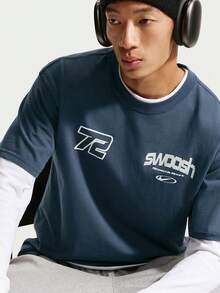 Nike Men's AS U NSW TEE LSE SPEED AND SPO Short Sleeve Knit Collarless T-Shirt TIM3778-437 - Dusty Blue - View 4