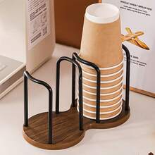 1 pieza Dispensador de vasos de plástico multicapa, organizador de almacenamiento de vasos de papel ligero con almacenamiento de llaves, estante portavasos para cocina del hogar, escritorio, oficina, cafetería, baño, spa - Multicolor - Ver 2