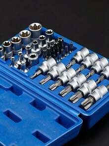 34pcs Torx Socket & Bit Set, Includes E-Type Sockets And Star Bits, Durable Plastic Storage Case, Professional Automotive Repair Tool, Suitable For Brake Calipers, Engine Cylinder Head, Motorcycle ATV Mechanical Disassembly - A-34 Pieces - View 9