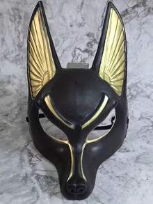 1/2pcs Anubis & Death Wolf Mask - Egyptian Guardian God Halloween Costume Accessory, Horror Masquerade Prop, Dry Clean Only - Anubis - View 1