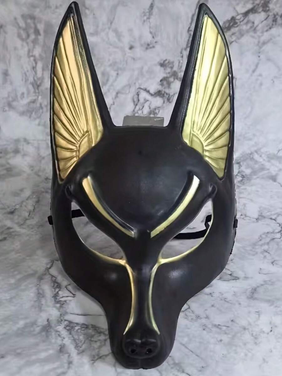 1/2pcs Anubis & Death Wolf Mask - Egyptian Guardian God Halloween Costume Accessory, Horror Masquerade Prop, Dry Clean Only - Anubis - View 1